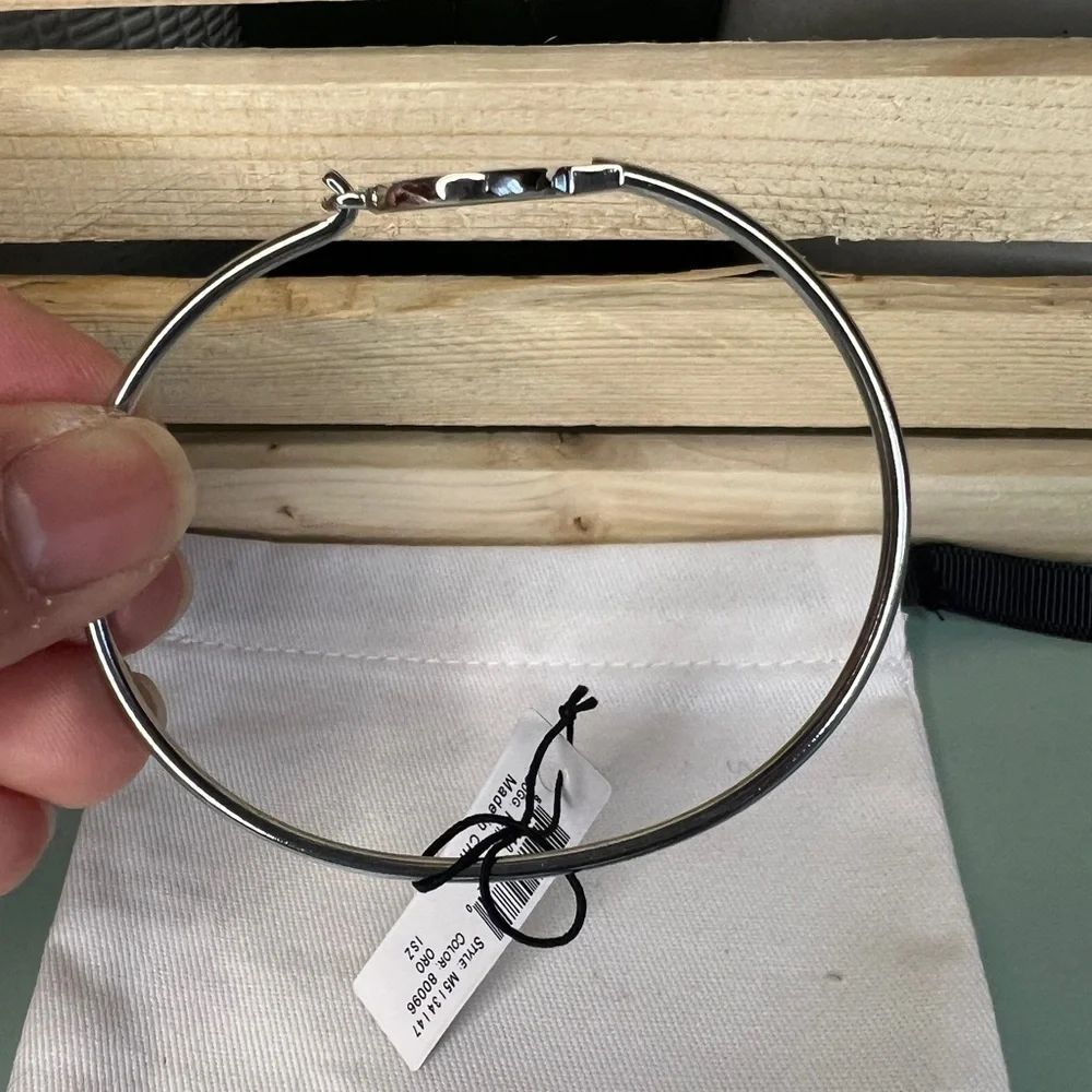 Marc by Marc Jacobs Silver Thin Bangle with Black Logo Disc